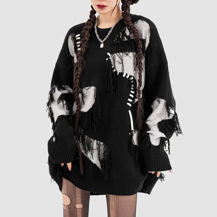 Tassel Rope Stitching Sweater