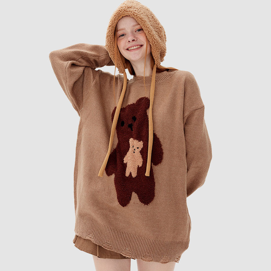 Cute Cartoon Bear Jacquard Sweater