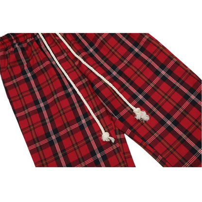 Drawstring Plaid Casual Pants