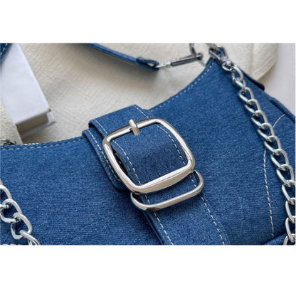 Denim Shoulder Baguette Bag