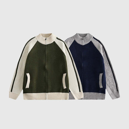 Colorblock Raglan Zip-Up Sweaters