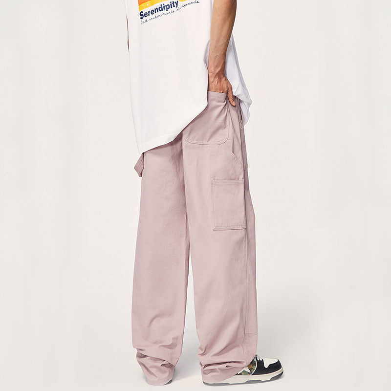 Wide Leg Solid Color Cargo Pants