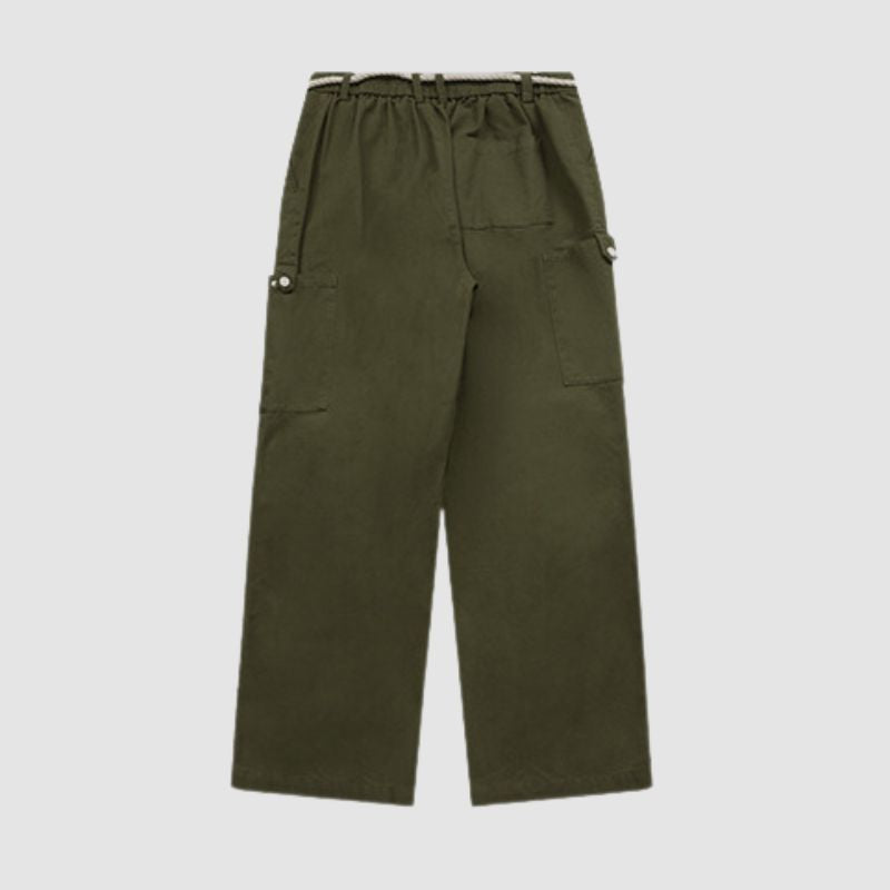 Lace-up Wide Leg Cargo Pants