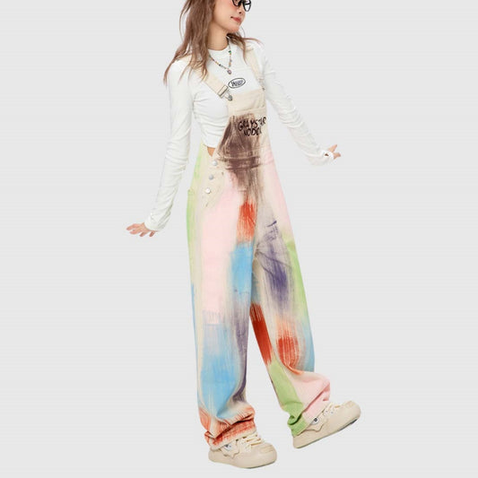 Rainbow Splash Tie-Dye Overalls