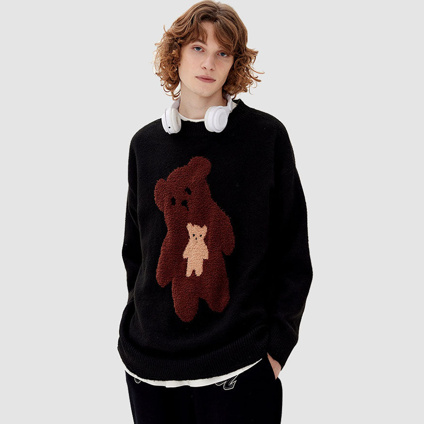 Cute Cartoon Bear Jacquard Sweater