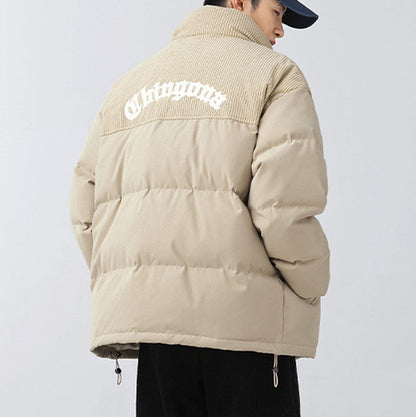 Letter Embroidered Corduroy Patchwork Jacket