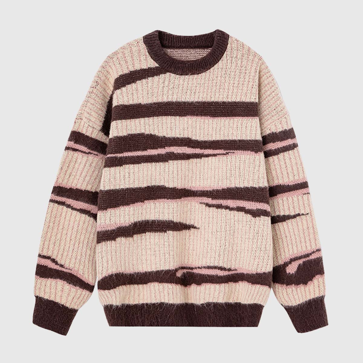 Irregular Striped Knit Sweater