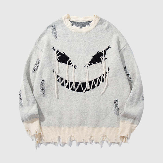 Vintage Distressed Smiley Sweater