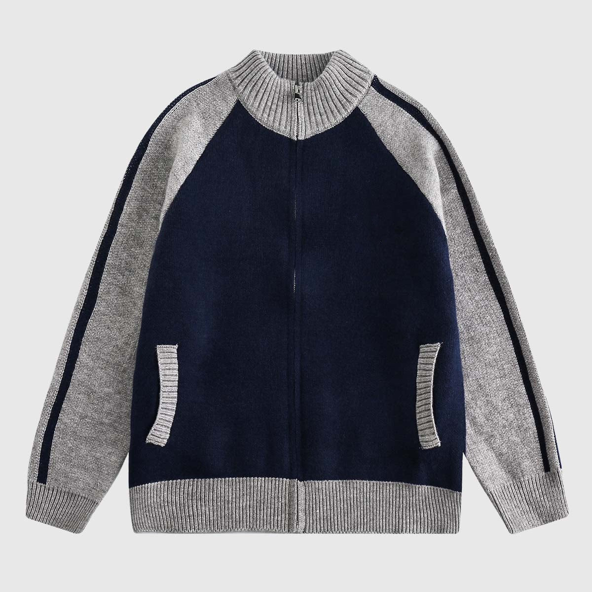 Colorblock Raglan Zip-Up Sweaters