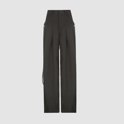 High Waist Pleated Lace-up Yamamoto Pants