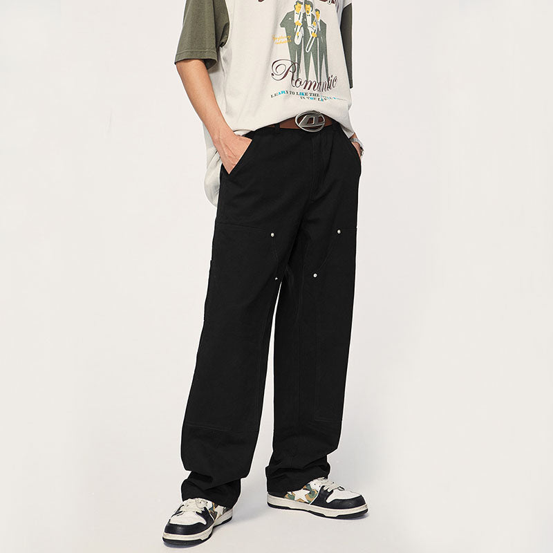 Wide Leg Solid Color Cargo Pants