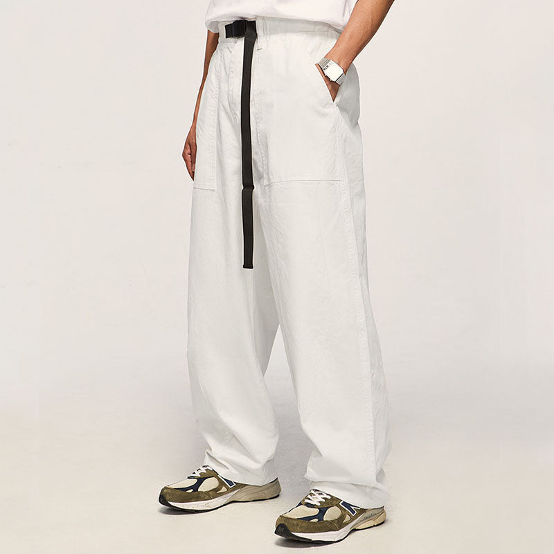 Japanese Style Solid Color Wide Leg Cargo Pants