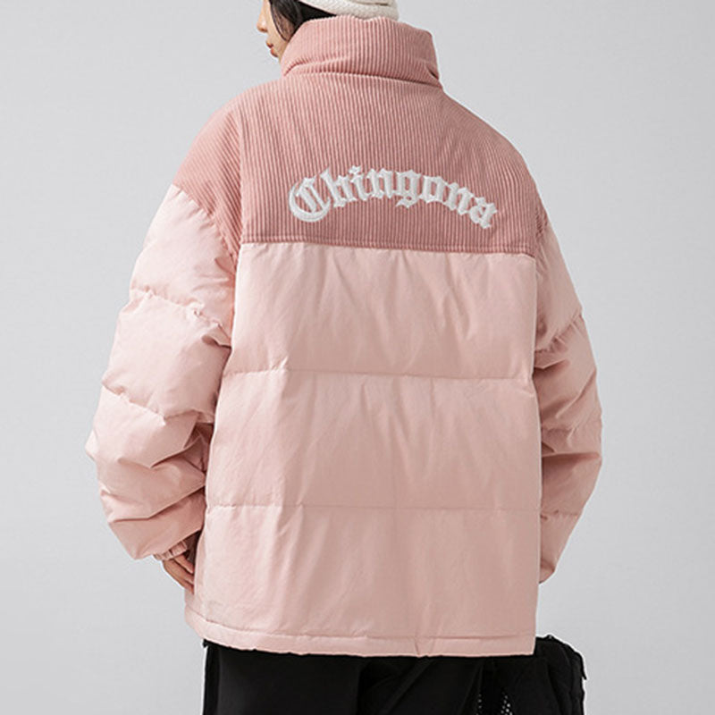 Letter Embroidered Corduroy Patchwork Jacket