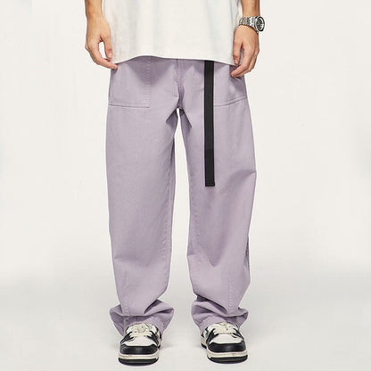 Japanese Style Solid Color Wide Leg Cargo Pants