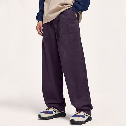 Japanese Style Solid Color Wide Leg Cargo Pants