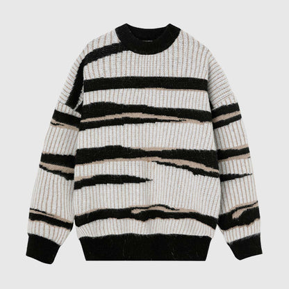 Irregular Striped Knit Sweater