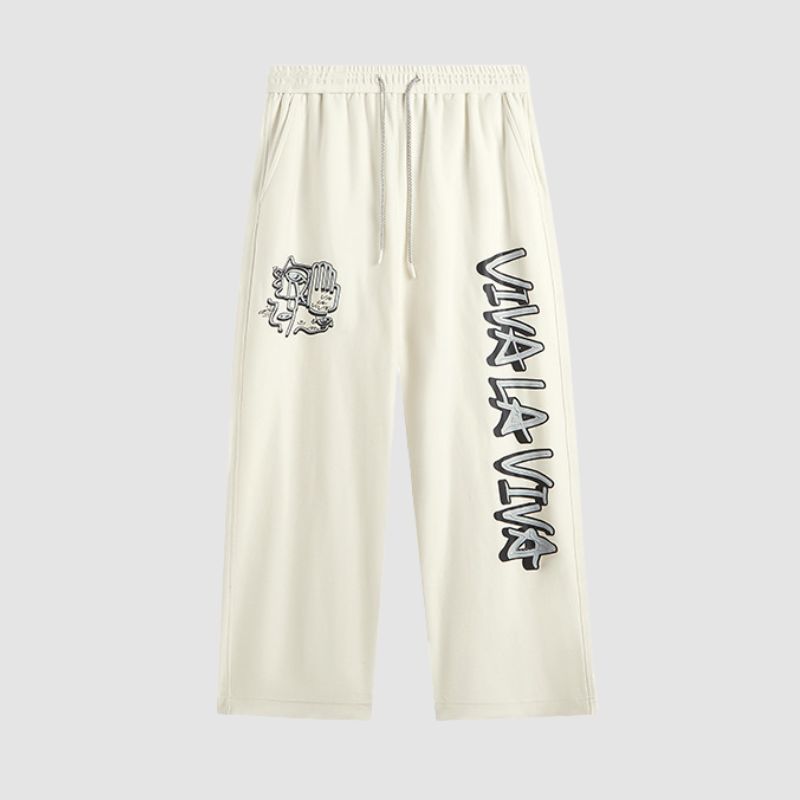 Hip-hop Letter Printed Wide Leg Pants