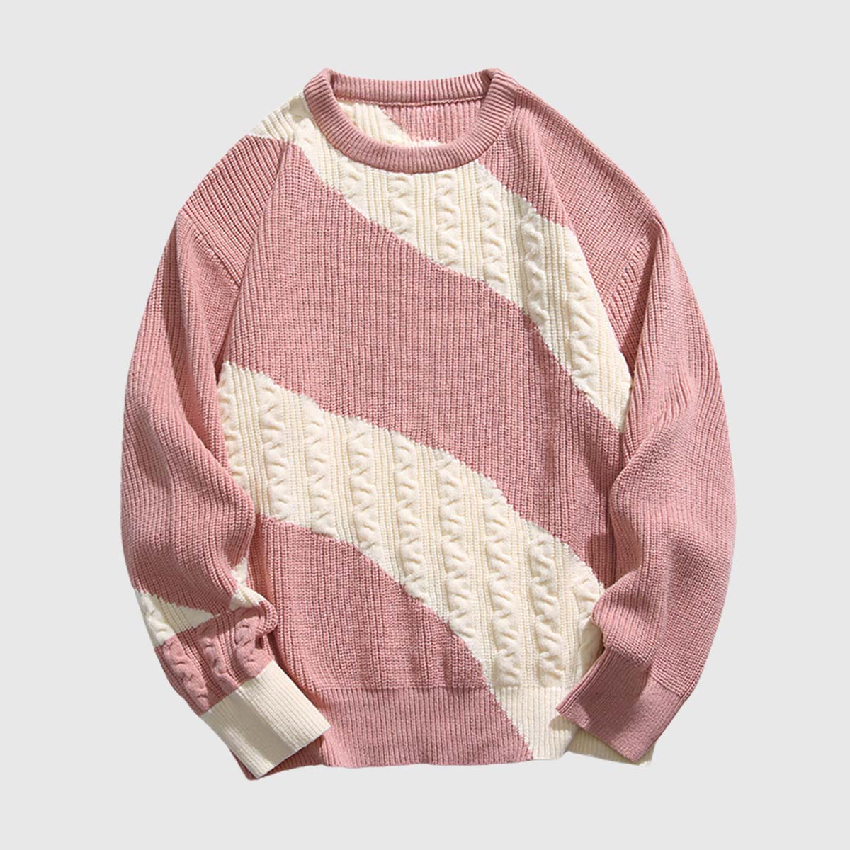 Colorblock Cable Knit Sweater