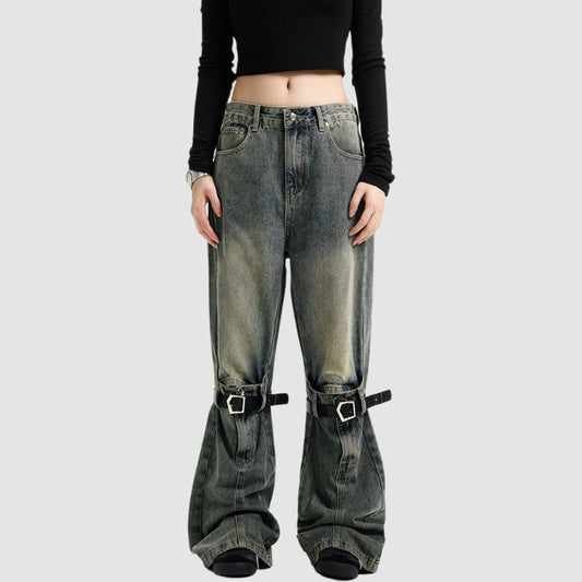 Belt-Paneled Cargo Jeans