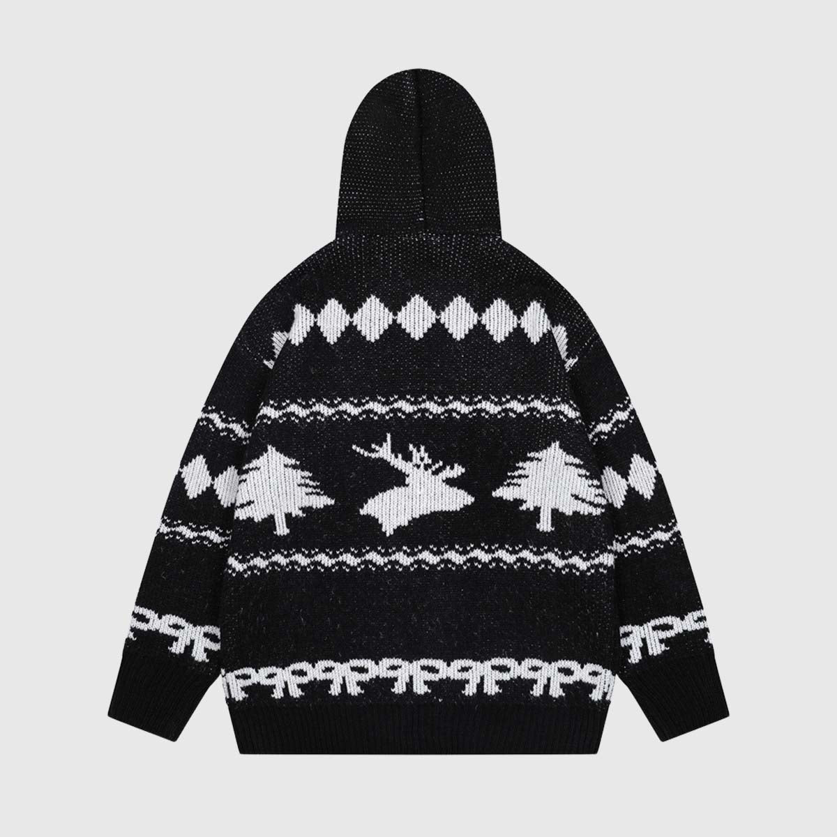 Hooded Christmas Knit Cardigan