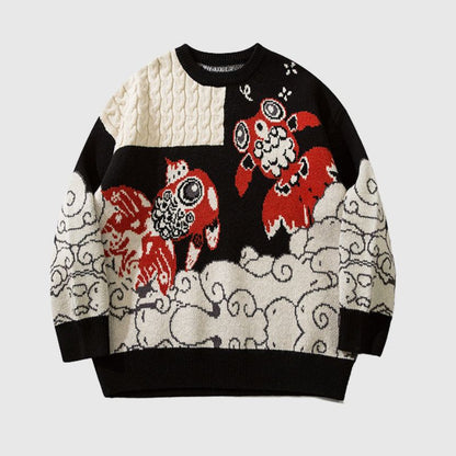 Lucky Koi Embroidered Knit Sweater