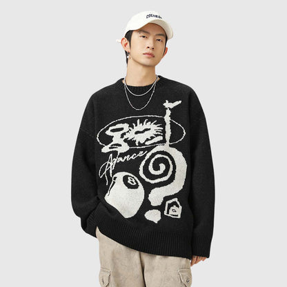 Abstract Graphic Knit Sweater