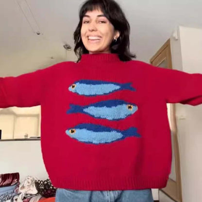 Fluffy Knit Fish Sweater