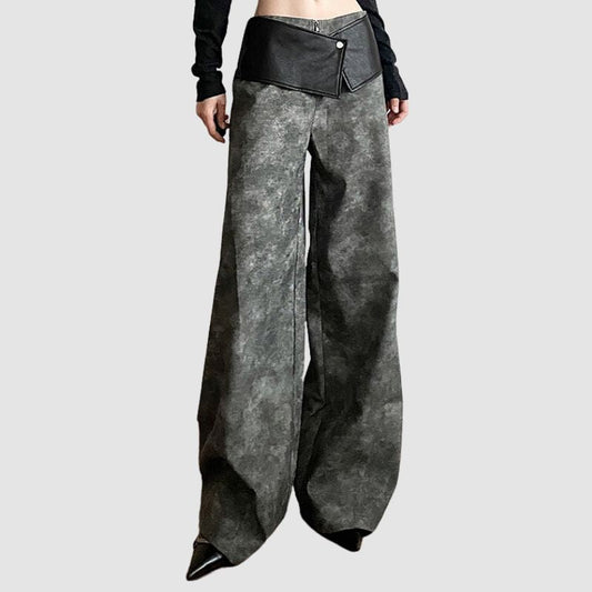 Sfumato Pattern Design Suede Wide Leg Pants