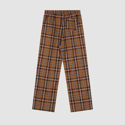 Drawstring Plaid Casual Pants