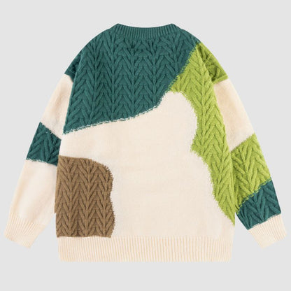 Irregular Color Contrast Twist Design Sweater