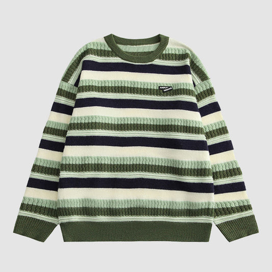 Contrast Color Striped Vintage Sweater