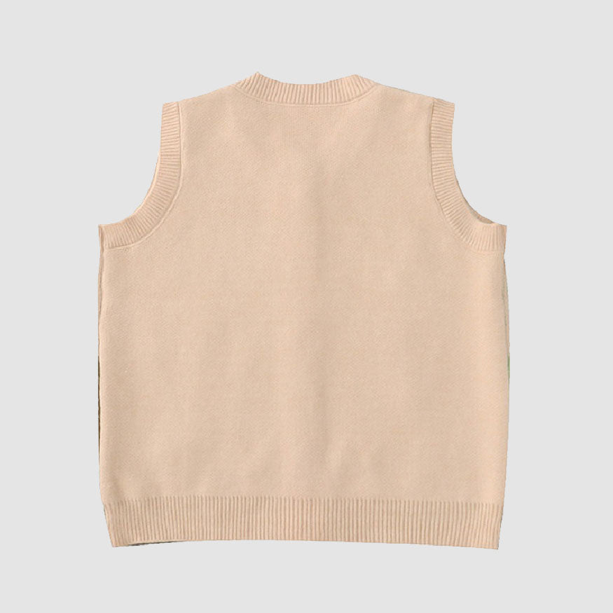 Pastoral Illustration Vest Sweater