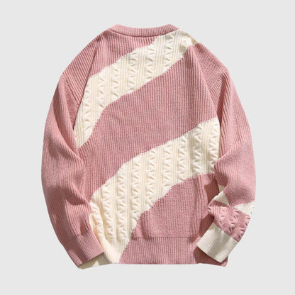 Colorblock Cable Knit Sweater