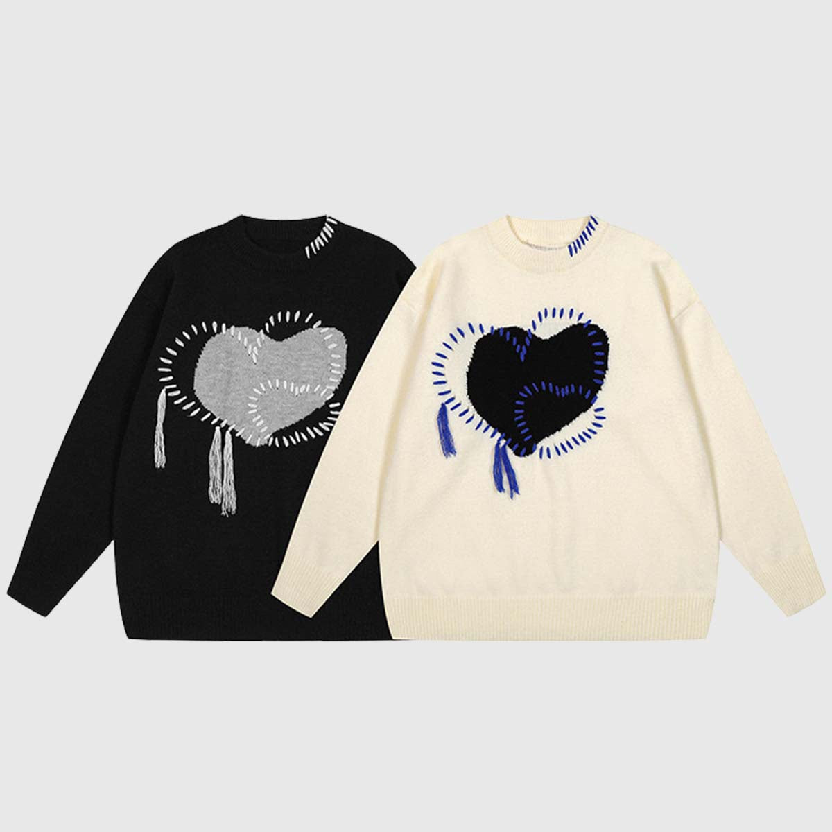 Heart Patch Oversized Knit Sweater