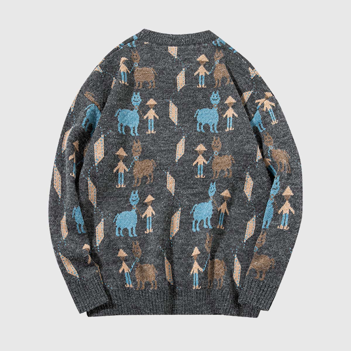 Vintage Animal & Forest Knit Sweater