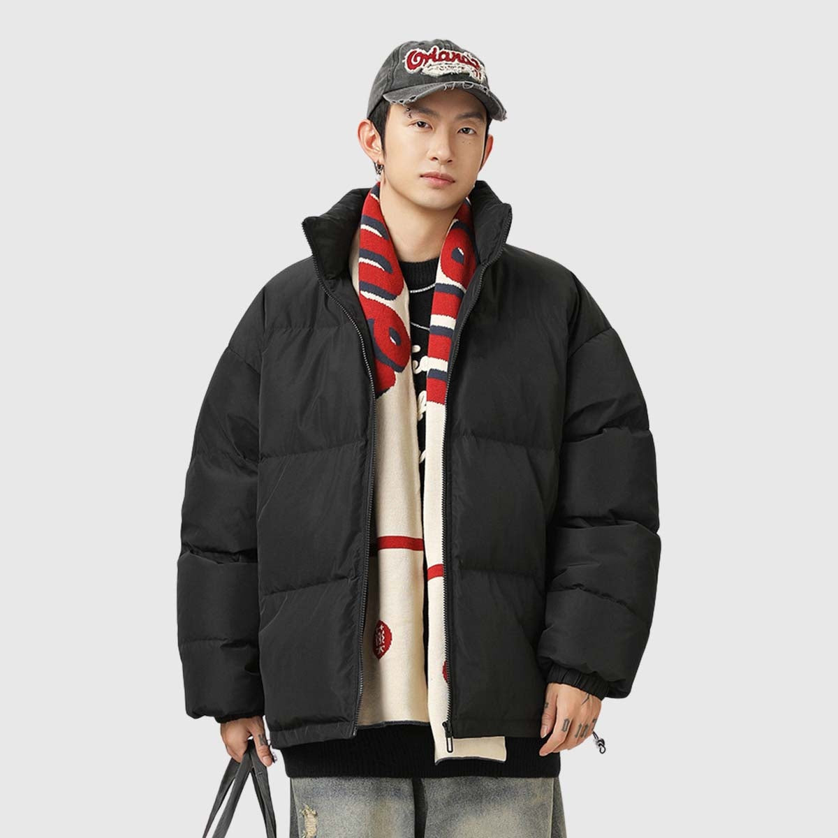 Letter Print Puffer Coats