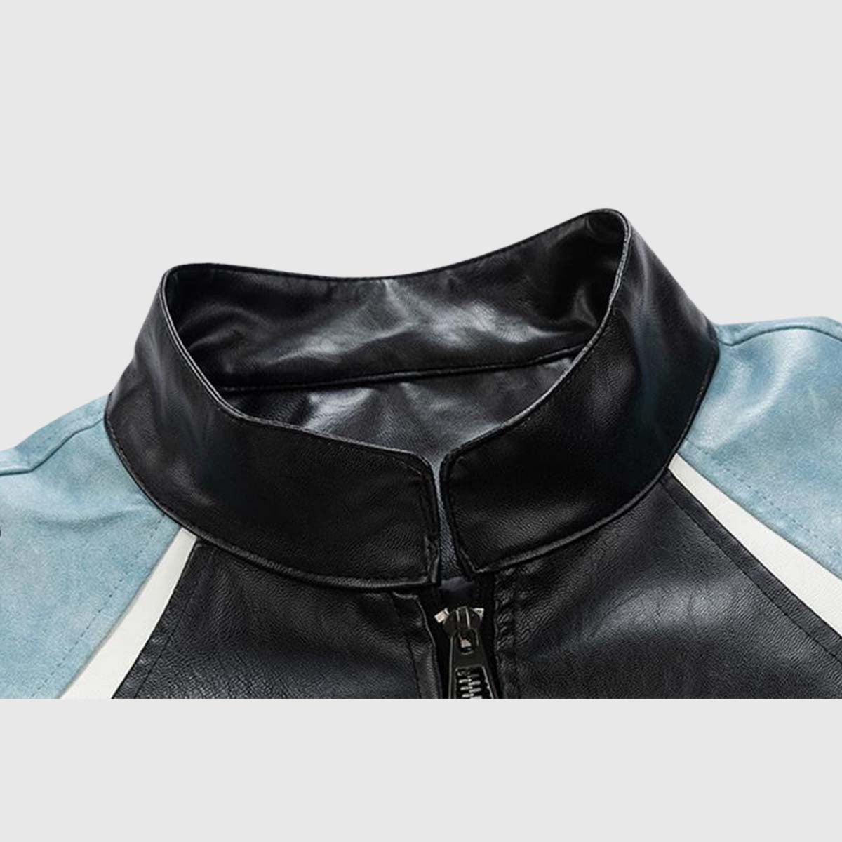 Colorblock PU Moto Jacket