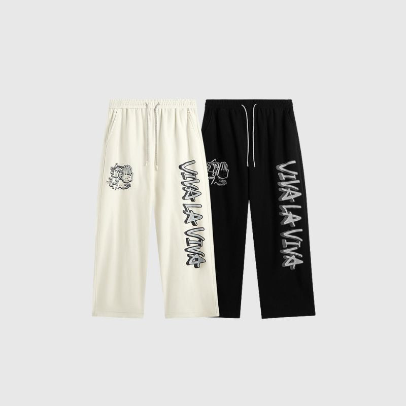 Hip-hop Letter Printed Wide Leg Pants