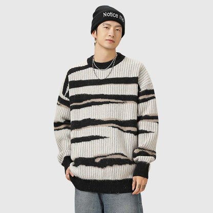 Irregular Striped Knit Sweater