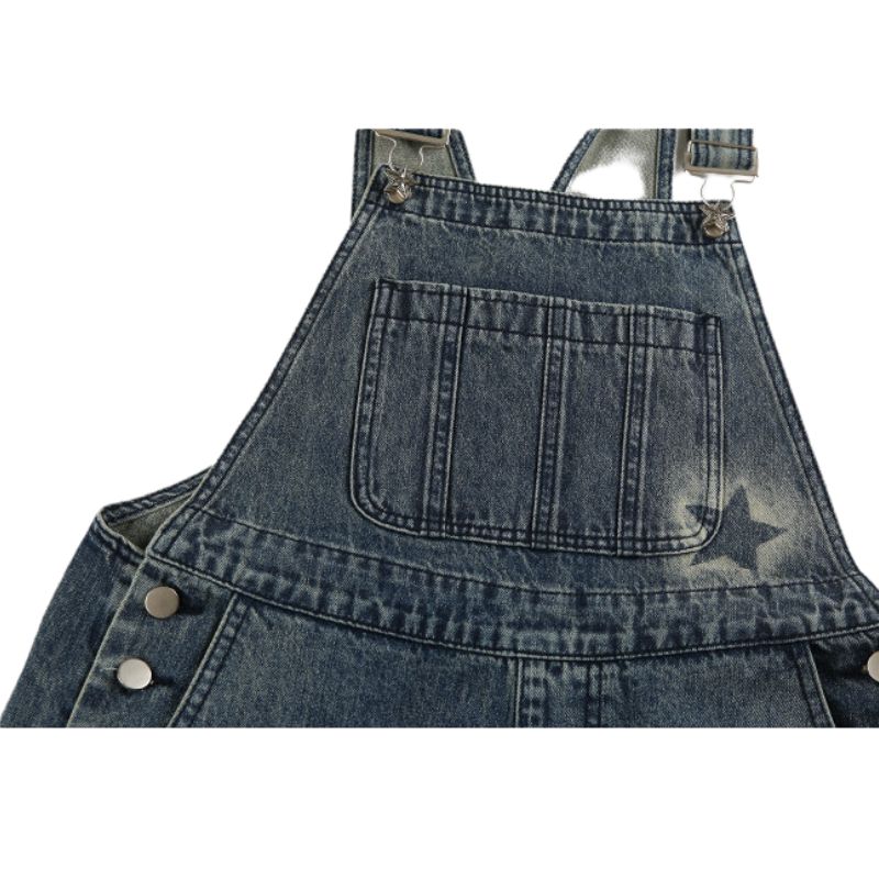 Star Pattern Inkjet Design Wide Leg Dungarees