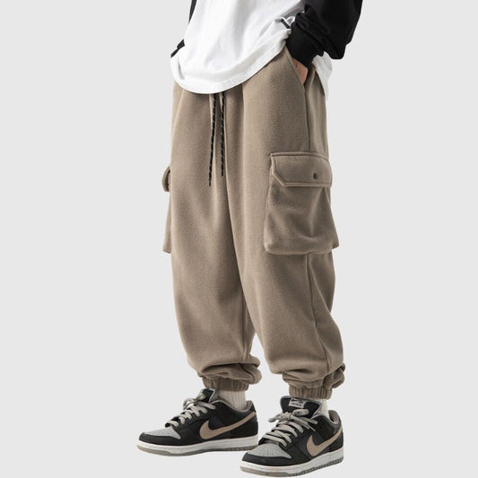 Spacious Pocket Loose Fit Fleece Utility Pants