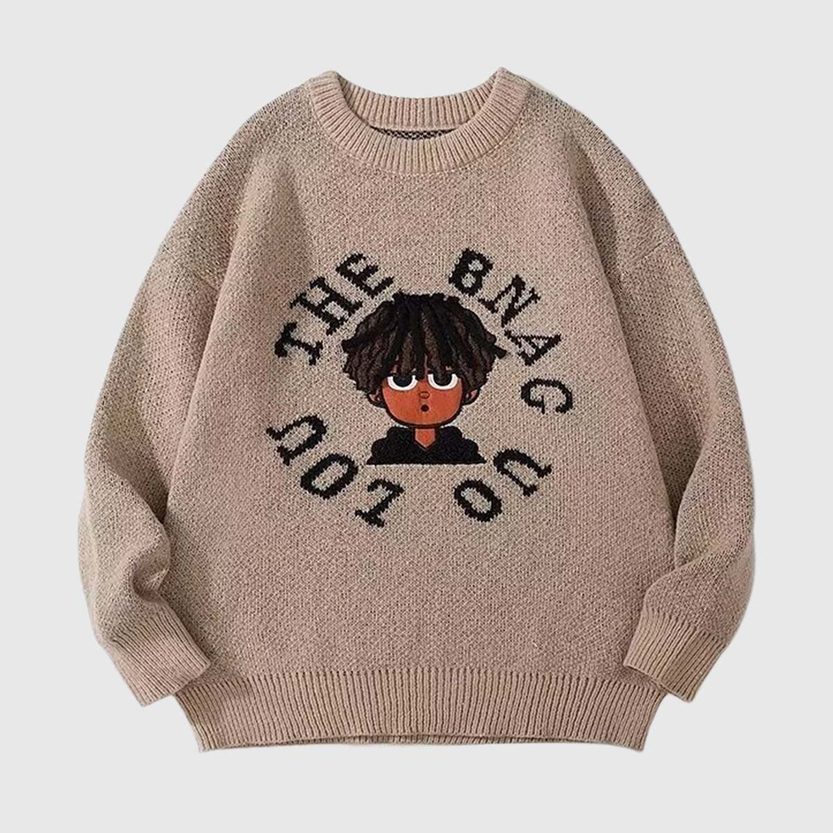 Hip-Hop Graphic Embroidered Sweater