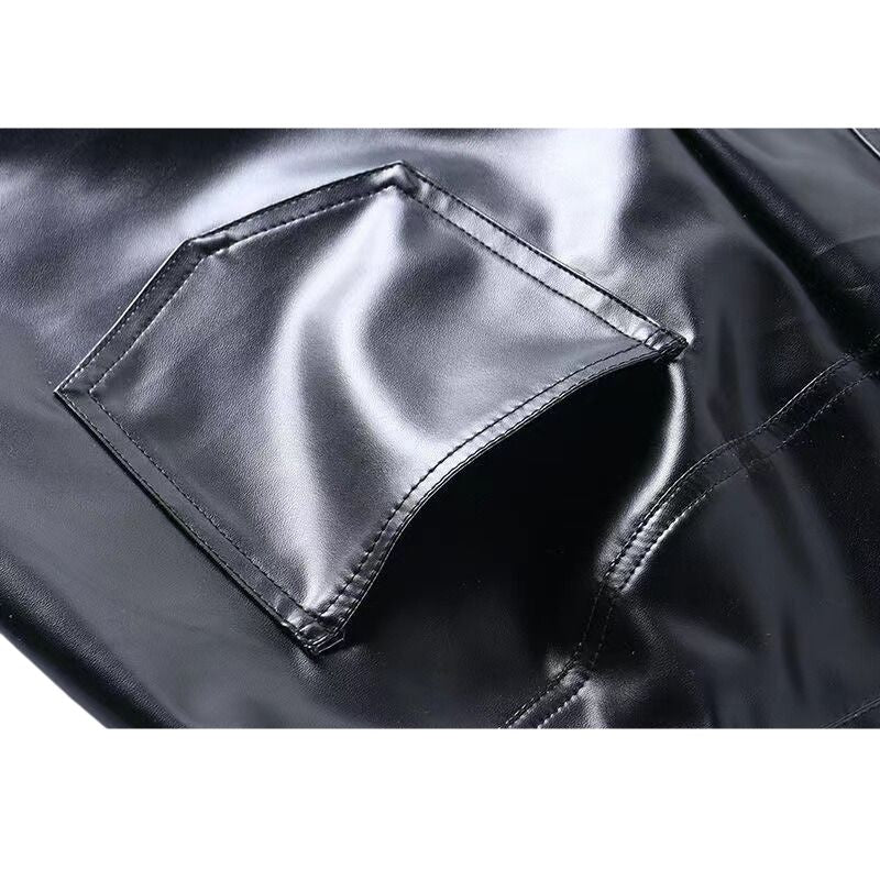 Simple High-Waist Leather Pants