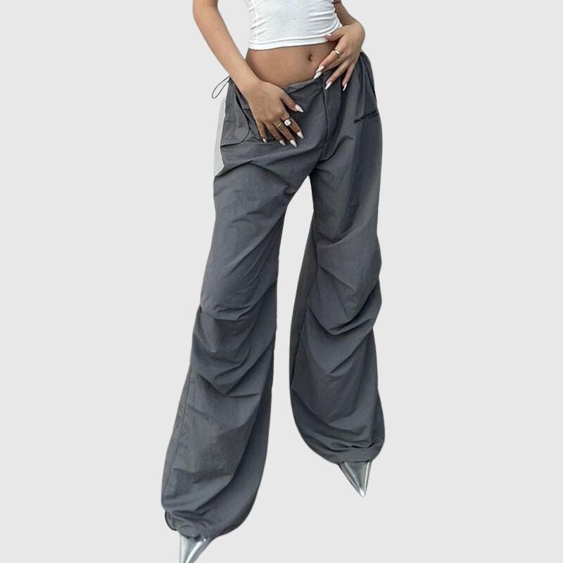 Pleated Loose-fit Parachute Pants