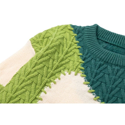 Irregular Color Contrast Twist Design Sweater